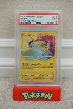 2020 Pokemon Raikou "Amazing Rare" 050/185 from SWSH Vivid Voltage PSA 9 Mint - Image 1