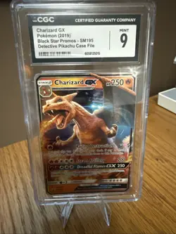 POKEMON CGC 9 MINT 2019 SM Black Star Promo Charizard GX SM195 HOLO - Image 1