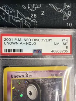 2001 Pokemon Neo Discovery #14 Unown A Holo PSA 8 NM-MT - Image 2