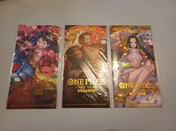 One Piece TCG New Year Red Packet Boa Hancock Luffy Zoro Set of 3 Promo Cards - Image 1