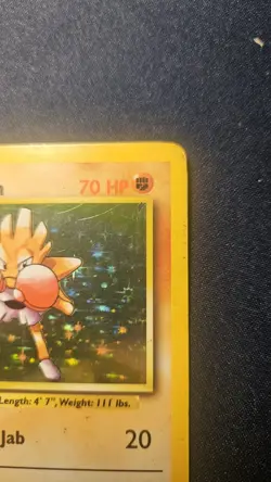 Hitmonchan 7/102 Holo Shiny Rare Pokemon TCG Card Base Set 1 1999 Heavy Play - Image 3