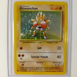Hitmonchan 7/102 Holo LP Base Set Pokemon TCG Trading Card Sleaved Since 1999 - Image 1