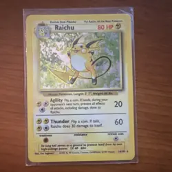 Pokemon TCG Raichu Unlimited Base Set 14/102 Holo Rare 80 HP Mouse Card - Image 1
