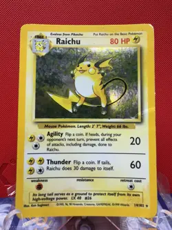 Pokemon TCG Raichu 14/102 Base Set Holo Rare Unlimited 1999 WOTC HP - Image 1