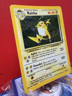 Pokemon TCG Raichu 14/102 Base Set Holo Rare Unlimited 1999 WOTC HP - Image 2