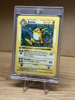 Pokemon TCG Base Set (Shadowless) 1st ed First Edition Raichu 14/102 MP/HP - Image 1