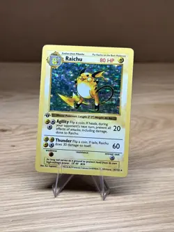 Pokemon TCG Base Set (Shadowless) 1st ed First Edition Raichu 14/102 MP/HP - Image 2