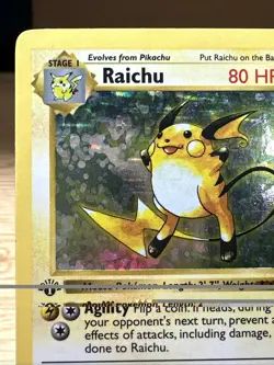 Pokemon TCG Base Set (Shadowless) 1st ed First Edition Raichu 14/102 MP/HP - Image 4