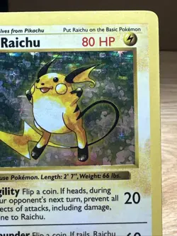 Pokemon TCG Base Set (Shadowless) 1st ed First Edition Raichu 14/102 MP/HP - Image 5