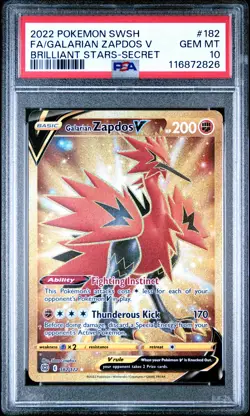 2022 POKEMON SWORD & SHIELD BRILLIANT STARS FULL ART/GALARIAN ZAPDOS V PSA 10 - Image 1
