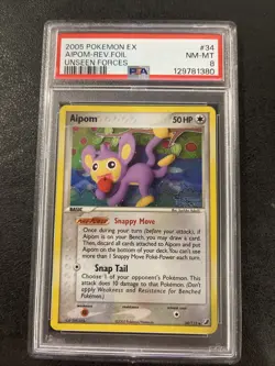 Pokemon Card TCG Aipom EX Unseen Forces Reverse Holo #34 PSA 8 NM-Mint - Image 1