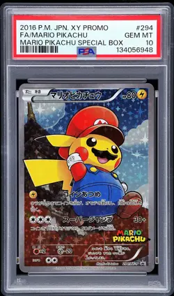 2016 POKEMON JPN XY PROMO #294 FULL ART/MARIO PIKACHU PSA 10 - Image 1