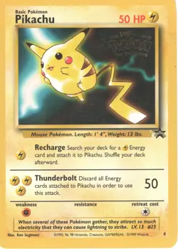 Pikachu #4 Black Star Promo WOTC 1999 Pokemon The First Movie WB NM/LP Vintage - Image 1