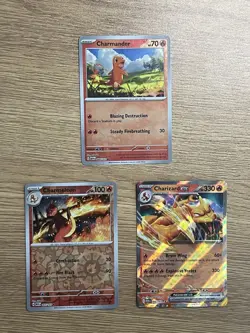 Pokemon 151 Mew Charizard Ex 006/165 Double Rare Holo + Charmander & Charmeleon - Image 1