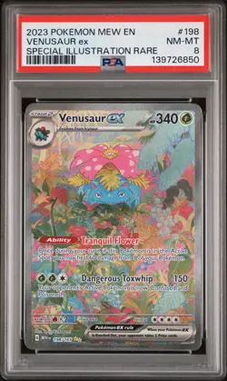 VENUSAUR EX 2023 POKEMON S&V 151 SPECIAL ILLUSTRATION RARE 198/165 PSA 8 Q0004 - Image 1