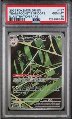 Pokemon TCG Team Rockets Spidops 187/182 PSA 10 Gem Mint Illustration Rare - Image 1