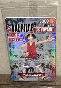 One Piece Monkey D. Luffy US Voyage College Basketball Promo Card (Sealed) - Image 1