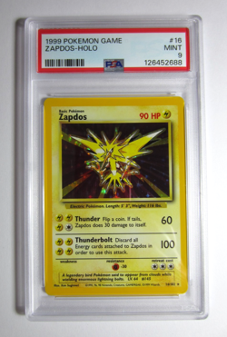 Pokemon 1999 Unlimited Base Set Zapdos Holo 16/102 **PSA 9** MINT #D - Image 1
