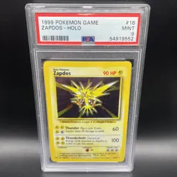 PSA 9 MINT RARE Pokemon HOLO Zapdos 16/102 Pokemon base set Unlimited 1999 - Image 1