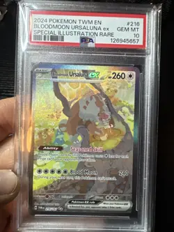 Pokemon TCG Bloodmoon Ursaluna EX Bloodmoon Twilight Masquerade Card 216/167 Sir - Image 1