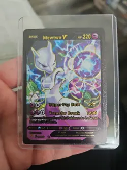 Mewtwo V Black Foil Fan Art Textured Collector Pokemon Card 030/078 Psy Bolt - Image 1