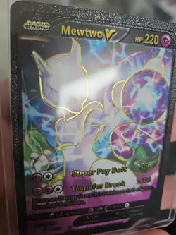 Mewtwo V Black Foil Fan Art Textured Collector Pokemon Card 030/078 Psy Bolt - Image 4