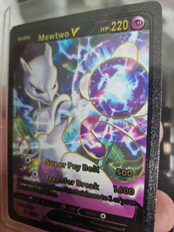 Mewtwo V Black Foil Fan Art Textured Collector Pokemon Card 030/078 Psy Bolt - Image 5