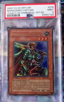 PSA 9 Marauding Captain LOD-018 1st Edition Ultra Rare YuGiOh - Image 1