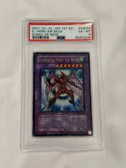 YuGiOh Elemental Hero Air Neos STON-EN034 1st Edition Ultra Rare PSA 6 - Image 1