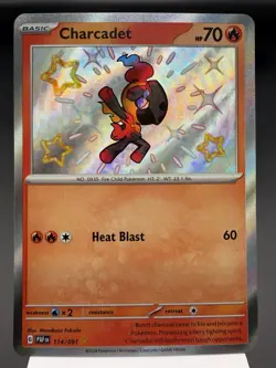 Charcadet 114/091 - Shiny Holo Rare - Paldean Fates Pokemon Card MINT - Image 1
