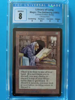 1x BETA 🔨📚 Library of Leng 📚🔨1993 MTG | NM++/Mint CGC 8 - Image 1