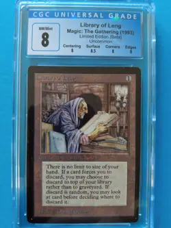 1x BETA 🔨📚 Library of Leng 📚🔨1993 MTG | NM++/Mint CGC 8 - Image 3