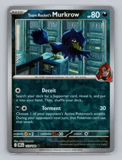 Team Rocket's Murkrow 127/182 Reverse Hol Destined Rivals Pokemon Scarlet Violet - Image 1