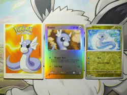Ultra Rare Pokemon Dratini 26/97 Reverse Holo EX Dragon + Dunkin Boomer Sticker - Image 1