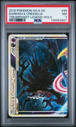 Pokemon TCG Darkrai (PSA 7) and Cresselia (PSA 6) Legend Card Set Top and Bottom - Image 1