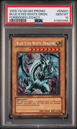 PSA 10 Yugioh FL1-EN001 Blue-Eyes White Dragon Secret Forbidden Legacy Promo - Image 1