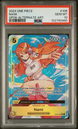 2024 ONE PIECE OP08-TWO LEGENDS ALTERNATE ART #106 NAMI PSA 10 - Image 1