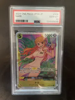 PSA 10 GEM MINT JAPANESE ONE PIECE 2024 Nami OP08-106 Two Legends SR - Image 1