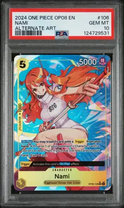 2024 ONE PIECE TWO LEGENDS NAMI ALTERNATE ART OP08-106 PSA 10 GEM MINT #OP08-106 - Image 1