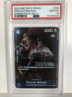 Dracule Mihawk PSA 10 Winner Pack Vol. 4 One Piece TCG CCG Promo ST-005 2023 - Image 1