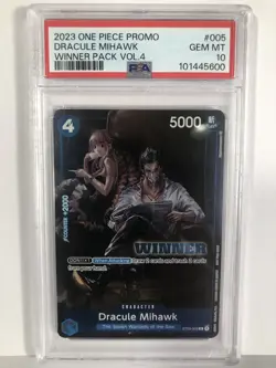 Dracule Mihawk PSA 10 Winner Pack Vol. 4 One Piece TCG CCG Promo ST-005 2023 - Image 3