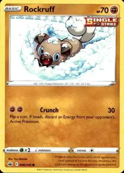 086/198 Rockruff | Common Pokemon Trading Card Sword & Shield Chilling Reign TCG - Image 1