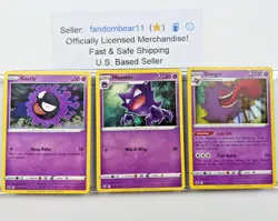GENGAR GASTLY HAUNTER 3 CARD EVOLUTION SET 2021 SWSH Chilling Reign HOLO Pokemon - Image 2