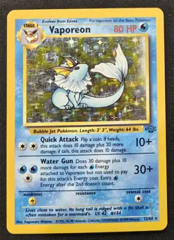 Vaporeon 12/64 Jungle Unlimited Holo Rare WoTC Pokemon Trading Card Game 1999 MP - Image 2