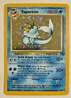 LP 1999 WoTC Pokemon Card TCG Jungle - Vaporeon 12/64 Holo Rare - Image 1