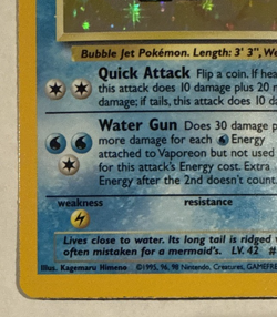 LP 1999 WoTC Pokemon Card TCG Jungle - Vaporeon 12/64 Holo Rare - Image 5