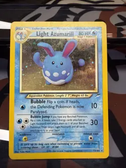Pokemon TCG Light Azumarill Holo Rare Unlimited Card 13/105 Neo Destiny - Image 1