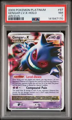 2009 POKEMON PLATINUM ARCEUS #97 GENGAR LV.X-HOLO PSA 7 - Image 1