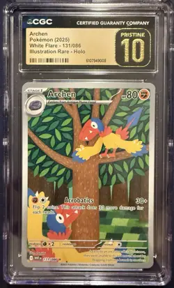 [CGC Pristine 10] Archen 131/086 Illustration Rare Holo White Flare Pokemon TCG - Image 1