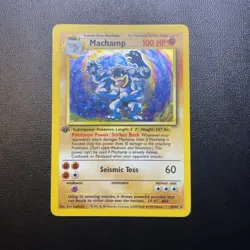 Pokemon Machamp Base Set 1st Edition Holo Card 8/102 - Image 1